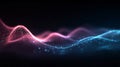 Abstract glowing pink and blue particle wave visualization on a dark digital technology background Royalty Free Stock Photo