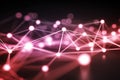 Abstract Glowing Pink Network of Interconnected Lines and Dots. Royalty Free Stock Photo
