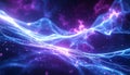 Abstract Glowing Purple and Blue Particle Wave Background with Nebula Effect Royalty Free Stock Photo