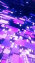 Abstract glowing purple and pink digital rectangles forming a futuristic grid pattern, symbolizing data networks and Royalty Free Stock Photo