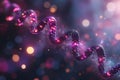 Abstract glowing purple and pink helix structure representing DNA or a molecular chain. Royalty Free Stock Photo