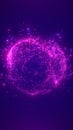 Abstract glowing purple sphere made of particles on dark background, symbolizing data, energy, and cosmos Royalty Free Stock Photo