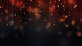 Abstract Glowing Red Bokeh Lights with Sparkling String Decoration Background for Festive Occasion or Luxury Wallpaper Design