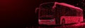 Abstract Glowing Red City Bus On Dark Background, Digital Transportation And Technology Concept Royalty Free Stock Photo