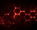 Abstract Glowing Red Hexagonal Grid Network on Dark Background Royalty Free Stock Photo