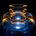 Abstract glowing rings data visualization with light streaks and dynamic energy flow Royalty Free Stock Photo
