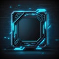 Abstract of glowing scifi futuristic hexagon in HUD head-up cyber concept.