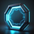 Abstract of glowing scifi futuristic hexagon in HUD head-up cyber concept.