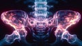 Abstract glowing skeletal structure of the human pelvis Royalty Free Stock Photo