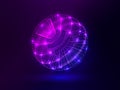 Abstract glowing sphere. Bright pink and blue lines. Creative gradient sphere concept. Futuristic technology background