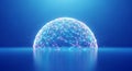 Abstract glowing sphere with connected dots and lines on a blue background Royalty Free Stock Photo