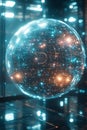 Abstract glowing sphere of intricate data. Cosmic tech core, Portrait Images Generative AI Royalty Free Stock Photo