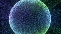 Abstract glowing sphere made of interconnected dots and lines in dark space network Royalty Free Stock Photo