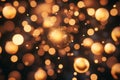 Abstract glowing sphere pattern, dynamic golden orbs radiating warm light in a dark expanse