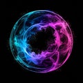 Abstract Glowing Sphere With Swirling Colorful Nebula Particles On Black Background Royalty Free Stock Photo