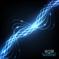 Abstract glowing spiral. Vector particles lights.