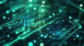 Abstract glowing teal circuit board technology background