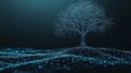 Abstract Glowing Tree With Network Connection On Dark Blue Background. Big Data, Concept. Royalty Free Stock Photo