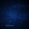 Abstract glowing virtual neon cloud with chaotic binary code particles. Royalty Free Stock Photo