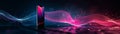 Abstract glowing wave and rectangular object