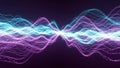 Abstract glowing waveform of light particles in blue and purple hues Royalty Free Stock Photo