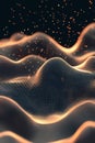 Abstract Glowing Waveforms with Sparkling Particles on Dark Background for Data Visualization Royalty Free Stock Photo