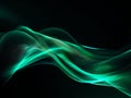 Abstract glowing waveforms in vibrant green hues against a dark background Royalty Free Stock Photo