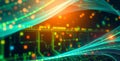 Abstract Glowing Waves of Light Flowing Over a Futuristic Circuit Board Royalty Free Stock Photo