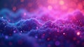Abstract glowing waves of pink and blue light with sparkling particles Royalty Free Stock Photo