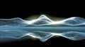 Abstract glowing white waveforms creating a smooth symmetrical reflection effect on a dark background, symbolizing futuristic Royalty Free Stock Photo