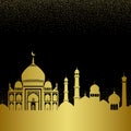 Abstract gold arab city seamless pattern with mosques Royalty Free Stock Photo
