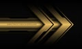 Abstract gold arrow black cyber geometric line banner on black hexagon mesh pattern design ultramodern luxury futuristic Royalty Free Stock Photo