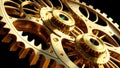 Abstract gold background, fantastic golden metal gears and cogs technology pattern wallpaper. Generative Ai Royalty Free Stock Photo