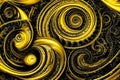 Abstract gold background, fantastic golden metal spiral pattern wallpaper. Generative Ai