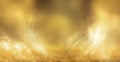 Abstract gold background. Glittering golden dust swirling with center copy space