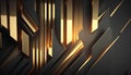 Abstract gold and black background. 3D render. Metallic material.