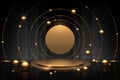 Abstract gold and black circle podium background