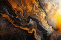 Abstract gold and black fluid art texture Royalty Free Stock Photo