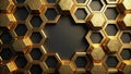 Abstract gold and black hexagonal pattern with central void. Generative AI Royalty Free Stock Photo