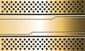 Abstract gold black line cyber banner on circle mesh pattern design modern luxury futuristic technology background vector