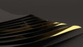 Abstract gold on black wallpaper 3d render. Elegant dark luxury background. Paper 3d gradient black template design.
