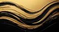 Abstract gold and black wavy brush strokes on textured background, elegant design element Royalty Free Stock Photo