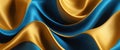 Abstract gold and blue gradient silk fabric background. Royalty Free Stock Photo