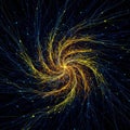 Abstract Gold And Blue Particle Spiral Galaxy Royalty Free Stock Photo
