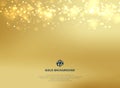 Abstract gold blurred background with bokeh and gold glitter header. Royalty Free Stock Photo