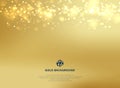 Abstract gold blurred background with bokeh and gold glitter header.