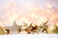 Abstract gold bokeh. Christmas and new year theme background. Royalty Free Stock Photo