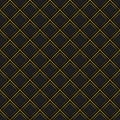 Abstract gold border with black grid pattern vintage luxury seamless background. 3d vector illustration