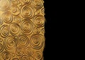 Abstract Gold Bronze Color Acrylic Swirl Wave Painting. Canvas Vintage Grunge Texture Horizontal Background