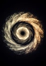 Abstract Gold and Brown Spiral Vortex on Black Background Royalty Free Stock Photo